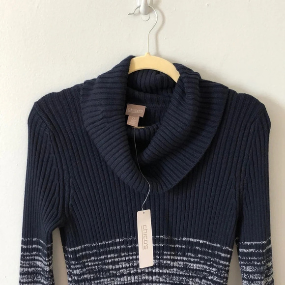 Chico’s NEW Women’s U.S 4/6 Kay Ombré Cowl Ribbed Pullover Sweater - Picture 5 of 7